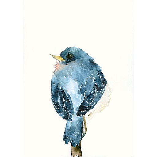 [HP005213] Grusskarte Blaues Vögelchen Aquarell